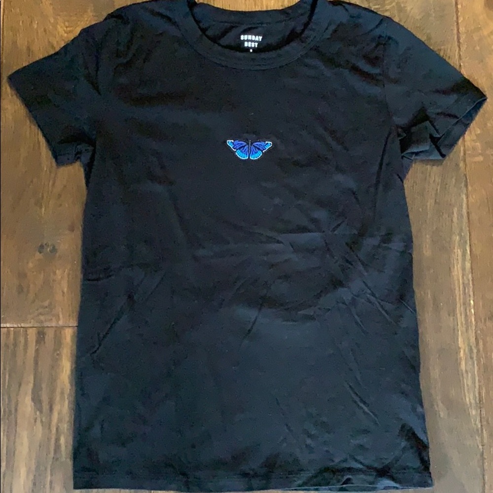 Aritzia black butterfly tee